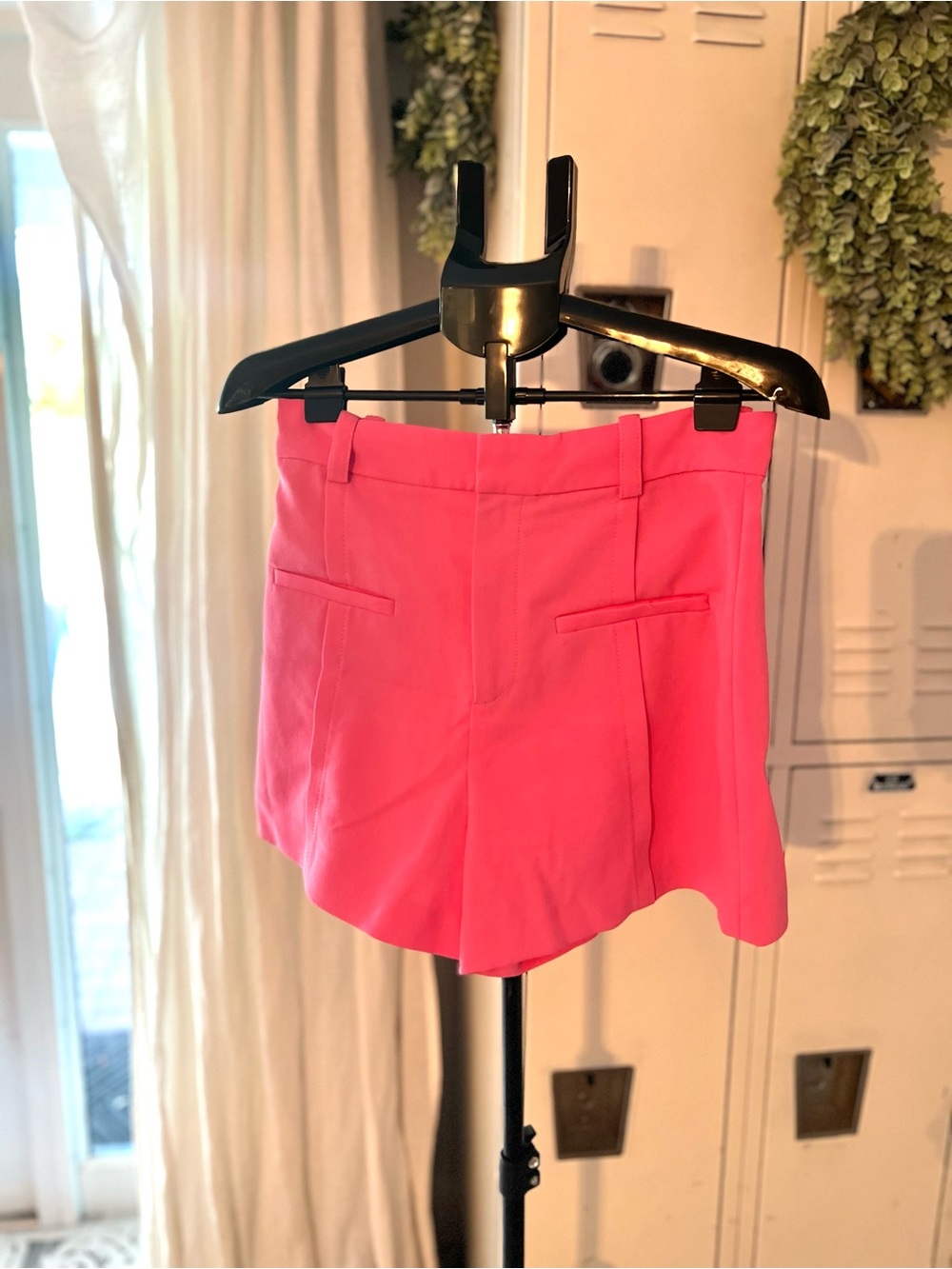 Zara Women's Pink High-Waist Tailored Shorts